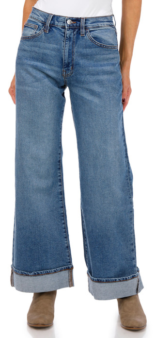 Thumbnail 1: Hudson Hudson Womens Jolene Wide Leg Roll Cuff Jeans 