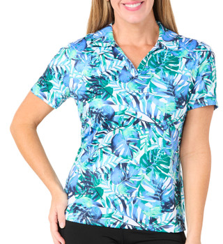 Thumbnail 1: Coral Bay Golf Coral Bay Golf Womens Active Johnny Collar Polo Floral Top 