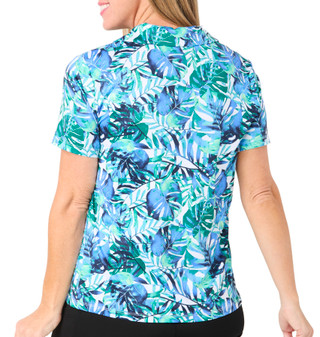 Thumbnail 2: Coral Bay Golf Coral Bay Golf Womens Active Johnny Collar Polo Floral Top 