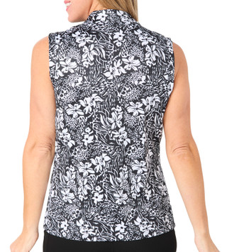 Thumbnail 2: Coral Bay Golf Coral Bay Golf Womens Sleeveless Mock 1/4 Zip Floral Top 