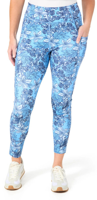 Thumbnail 1: Brisas Brisas Womens Active Floral Print Twist Ankle Leggings 