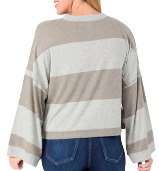 Thumbnail 2: For the Republic For the Republic Womens Long Sleeve Rugby Stripe V-Neck Top 