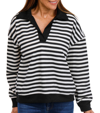 Thumbnail 1: REMI JAMES Remi James Womens Long Sleeve Gauge Johnny Collar Pullover 