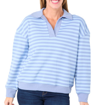 Thumbnail 1: REMI JAMES Remi James Womens Long Sleeve Gauge Johnny Collar Pullover 