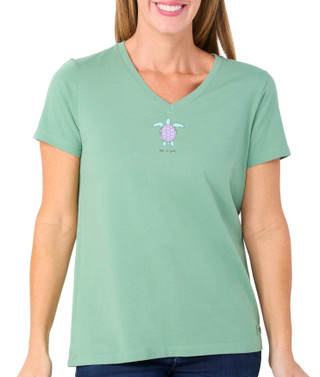 Thumbnail 1: Life is Good Life Is Good Womens Short Sleeve Colorful Turtle Top 