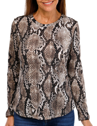 Thumbnail 1: Blue Sol Blue Sol Womens Snake Print Long Sleeve Top 