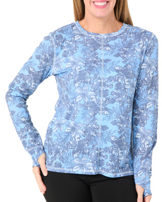 Thumbnail 1: Brisas Brisas Womens Athleisure Long Sleeve Ribbed Floral Top 