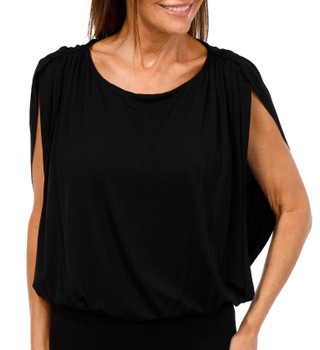 Thumbnail 1: NINE WEST Nine West Womens Short Sleeve Solid Bubble Top 