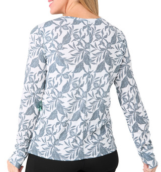 Thumbnail 2: Brisas Brisas Womens Athleisure Long Sleeve Ribbed Floral Top 