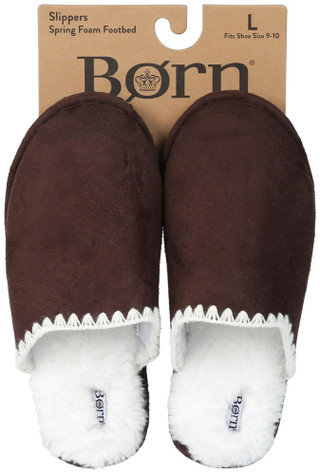 Thumbnail 1: Born Born Womens Scalloped Faux Suede Scuff Slippers 