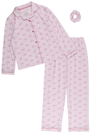 Thumbnail 1: Laura Ashley Laura Ashley Big Girls 3 Pc Pink Bows Pajama Set 