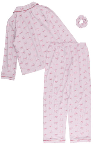 Thumbnail 2: Laura Ashley Laura Ashley Big Girls 3 Pc Pink Bows Pajama Set 
