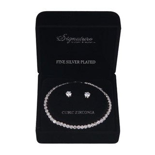 Thumbnail 1: Signature Signature Tennis Bracelet and Stud Earring Set 