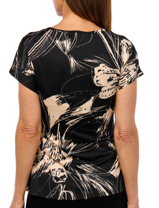 Thumbnail 3: STELLA + GINGER Stella + Ginger Petite Short Sleeve Gold Bar Rouched Top 