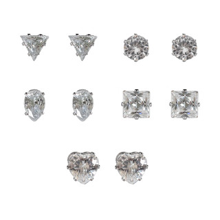 Thumbnail 2: Signature Signature 5 Pair CZ Stud Earring Set 
