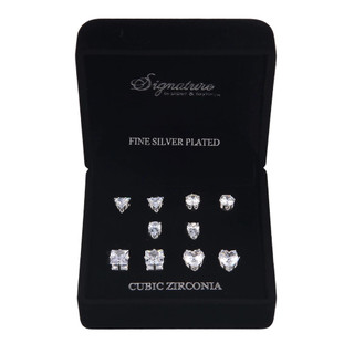 Thumbnail 1: Signature Signature 5 Pair CZ Stud Earring Set 