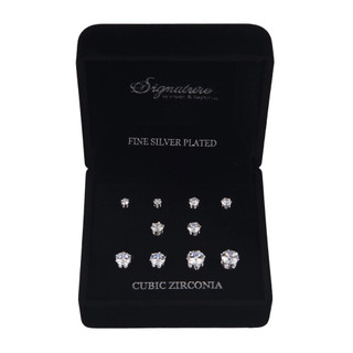Thumbnail 1: Signature Signature 5 Pair CZ Stud Earring Set 