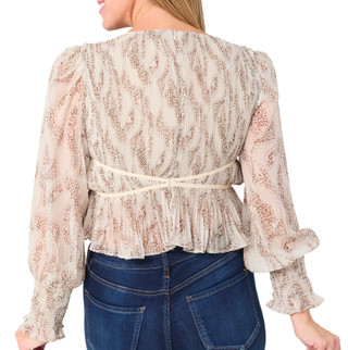 Thumbnail 2: EN SAISON En Saison Womens Long Sleeve Pleated V-Neck Top 