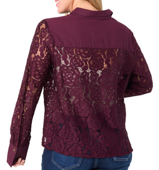 Thumbnail 2: Ellen Tracy Ellen Tracy Womens Long Sleeve Lace Button Down Top 