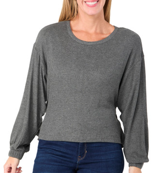 Thumbnail 1: For the Republic For The Republic Womens Long Sleeve Ribbed Knit Top 