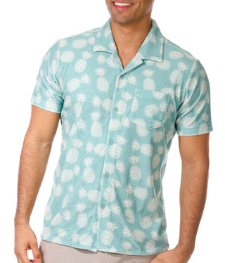 Thumbnail 1: GRAYERS Grayers Mens Riviera Terry Button Down Pineapple Shirt 