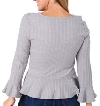 Thumbnail 2: Cupio Cupio Womens Long Bell Sleeve Tie Front Ruffle Cardigan 
