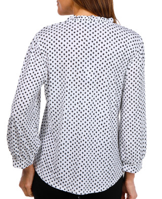 Thumbnail 2: Adrianna Papell Adrianna Papell Womens 3/4 Sleeve Polka Dot Tie Neck Top 
