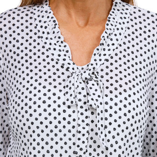 Thumbnail 3: Adrianna Papell Adrianna Papell Womens 3/4 Sleeve Polka Dot Tie Neck Top 