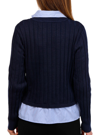 Thumbnail 3: Nanette Lepore Nanette Lepore Womens Long Sleeve Denim Pocket Twofer Top 