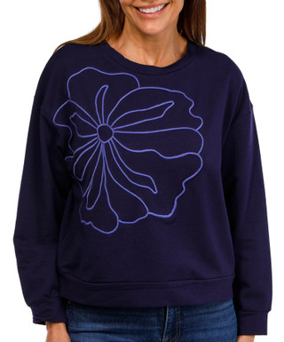 Thumbnail 1: Kaktus Kaktus Womens Long Sleeve Flower Soutache Sweater 