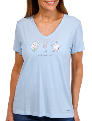 Thumbnail 1: Life is Good Life Is Good Womens Sea Life and Shells V-Neck T-Shirt 