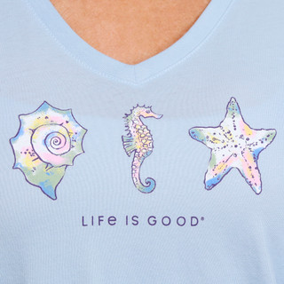 Thumbnail 3: Life is Good Life Is Good Womens Sea Life and Shells V-Neck T-Shirt 