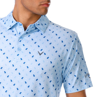 Thumbnail 3: Callaway Callaway Mens Bull Dog Print Short Sleeve Golf Shirt 