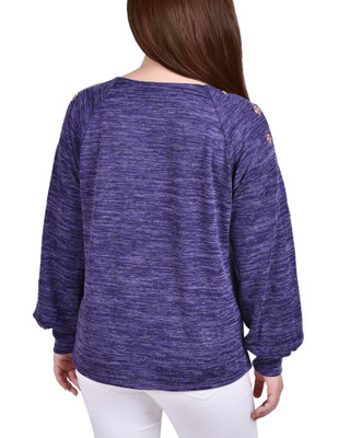 Thumbnail 3: NY COLLECTION NY Collection Petite L/S Shoulder Cutout Tunic With Grommets 