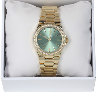 Thumbnail 2: Jessica Simpson Jessica Simpson Womens Gold and CZ Green Dial Watch 