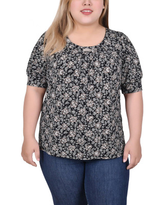 Thumbnail 1: NY COLLECTION NY Collection Plus Short Sleeve Balloon Sleeve Top 