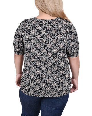 Thumbnail 2: NY COLLECTION NY Collection Plus Short Sleeve Balloon Sleeve Top 