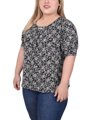 Thumbnail 3: NY COLLECTION NY Collection Plus Short Sleeve Balloon Sleeve Top 