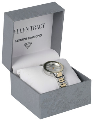 Thumbnail 1: Ellen Tracy Ellen Tracy Womens Two Tone Genuine Diamond Watch 