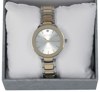 Thumbnail 2: Ellen Tracy Ellen Tracy Womens Two Tone Genuine Diamond Watch 