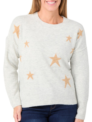Thumbnail 1: Vince Camuto Vince Camuto Womens Star Print Long Sleeve Knit Sweater 
