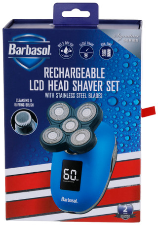 Thumbnail 1: BARBASOL Barbasol Mens Rechargeable LCD Head Shaver Set 