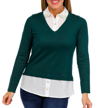 Thumbnail 1: RIO & RIAN Women's 2Fer Pullover Top 