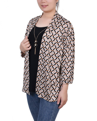 Thumbnail 3: NY COLLECTION NY Collection Womens Missy 3/4 Sleeve Two-Fer Top 