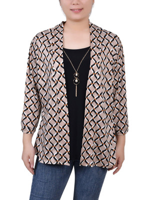 Thumbnail 1: NY COLLECTION NY Collection Womens Missy 3/4 Sleeve Two-Fer Top 
