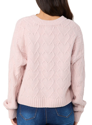 Thumbnail 2: Pink Rose Pink Rose Juniors V Neck Puff Sleeve Pullover Sweater 