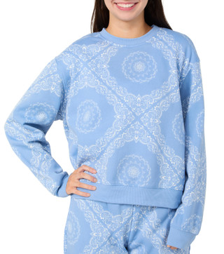 Thumbnail 1: No Comment No Comment Juniors Bandana Paisley Crew Neck Sweater 