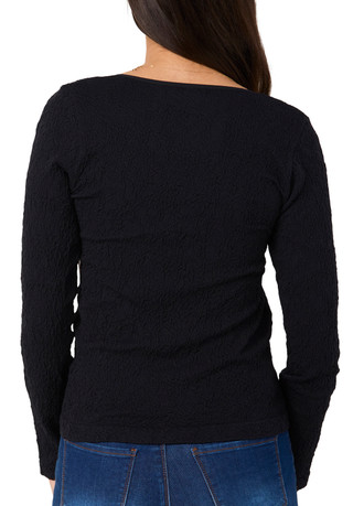 Thumbnail 2: BUNULU Bunulu Womens Long Sleeve Textured Scoop Top 