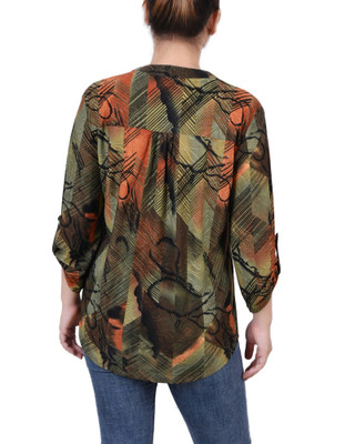 Thumbnail 2: NY COLLECTION NY Collection Womens Petite 3/4 Sleeve Roll Tab Pullover Top 