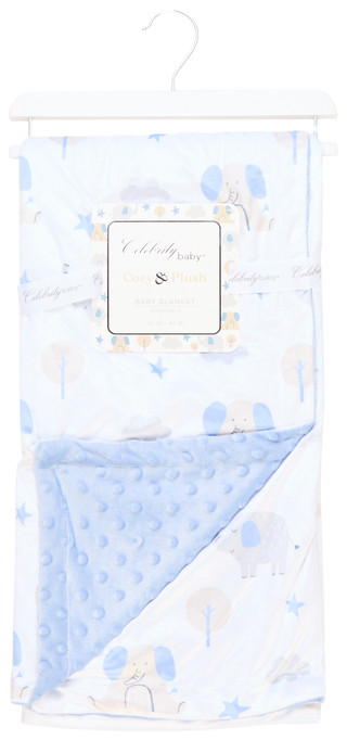 Thumbnail 1: LITTLE CELEBRITY Little Celebrity Elephant Print Reversible Baby Blanket 